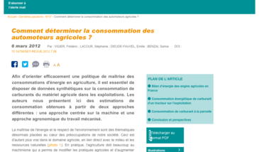 Comment déterminer la consommation des automoteurs agricoles ?