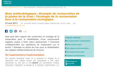 Note méthodologique : Exemple de restauration de la plaine de la Crau : l’écologie de la restauration face à la restauration écologique