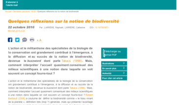 Quelques réflexions sur la notion de biodiversité