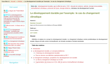 Le développement durable par l'exemple : le cas du changement climatique