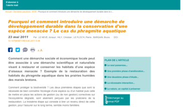 Pourquoi et comment introduire une démarche de développement durable dans la conservation d'une espèce menacée ? Le cas du phragmite aquatique