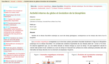 Activité interne du globe et évolution de la biosphère