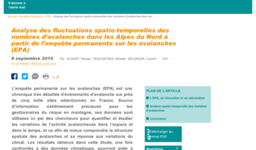 Analyse des fluctuations spatio-temporelles des nombres d’avalanches dans les Alpes du Nord à partir de l’enquête permanente sur les avalanches (EPA)