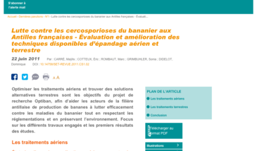 Lutte contre les cercosporioses du bananier aux Antilles françaises - Évaluation et amélioration des techniques disponibles d’épandage aérien et terrestre