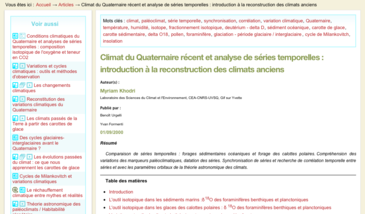 Climat du Quaternaire récent et analyse de séries temporelles : introduction à la reconstruction des climats anciens