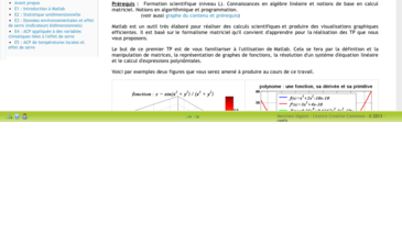 Module Etudes de cas E1 : Initiation à Matlab/Octave