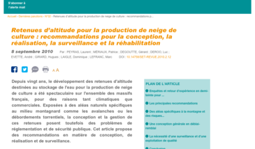 Retenues d’altitude pour la production de neige de culture : recommandations pour la conception, la réalisation, la surveillance et la réhabilitation