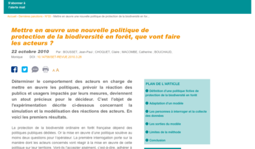 Mettre en œuvre une nouvelle politique de protection de la biodiversité en forêt, que vont faire les acteurs ?