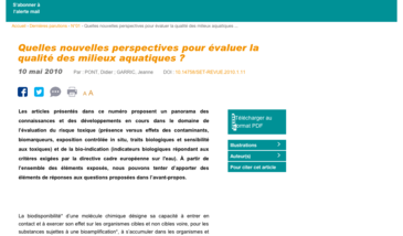 Quelles nouvelles perspectives pour évaluer la qualité des milieux aquatiques ?