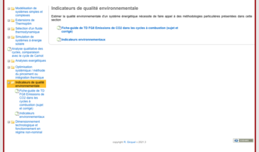 Indicateurs de qualité environnementale