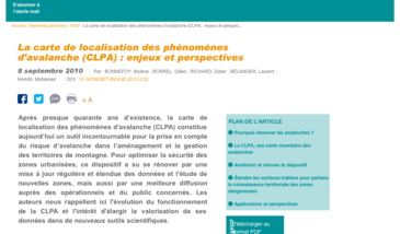 La carte de localisation des phénomènes d'avalanche (CLPA) : enjeux et perspectives