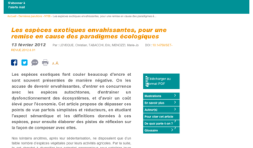 Les espèces exotiques envahissantes, pour une remise en cause des paradigmes écologiques