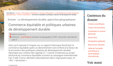 Commerce équitable et politiques urbaines de développement durable