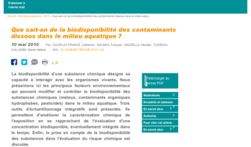 Que sait-on de la biodisponibilité des contaminants dissous dans le milieu aquatique ?