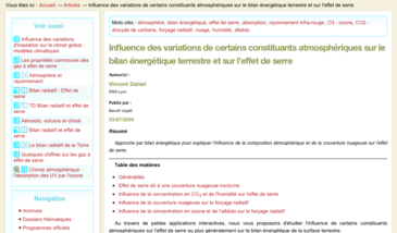 Influence des variations de certains constituants atmosphériques sur le bilan énergétique terrestre et sur l'effet de serre