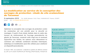 La modélisation au service de la conception des ouvrages de protection : étude du site avalancheux de Taconnaz