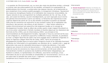 Information géographique et gouvernance de l'environnement : des inventaires aux modèles