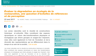 Évaluer la dégradation en écologie de la restauration, une question d'échelles de références et de perception