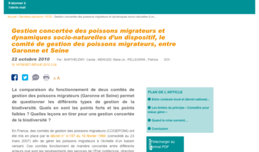 Gestion concertée des poissons migrateurs et dynamiques socio-naturelles d’un dispositif, le comité de gestion des poissons migrateurs, entre Garonne et Seine