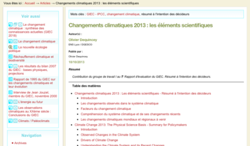 Changements climatiques 2013 : les éléments scientifiques