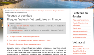 Risques "naturels" et territoires en France