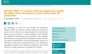 Rockfor.NET : le premier outil de diagnostic rapide de l’aléa chute de pierres à l’aval d’une forêt de protection