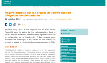 Regard critique sur les projets de réintroduction d’espèces emblématiques