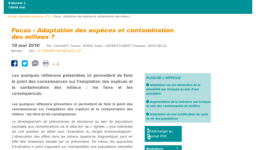 Adaptation des espèces et contamination des milieux ?