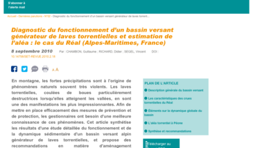 Diagnostic du fonctionnement d’un bassin versant générateur de laves torrentielles et estimation de l’aléa : le cas du Réal (Alpes-Maritimes, France)