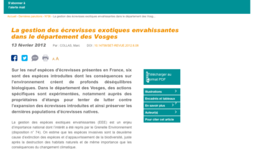 La gestion des écrevisses exotiques envahissantes dans le département des Vosges