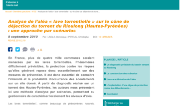 Analyse de l’aléa « lave torrentielle » sur le cône de déjection du torrent du Rioulong (Hautes-Pyrénées) : une approche par scénarios