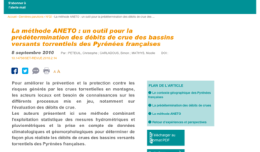 La méthode ANETO : un outil pour la prédétermination des débits de crue des bassins versants torrentiels des Pyrénées françaises