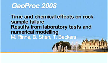 Time and chemical effects on rock sample failure Results from laboratory tests and numerical modelling