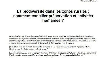 La biodiversité dans les zones rurales