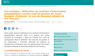 Cas pratique : Utilisation du système d'information géographique comme outil de gestion de zones humides d'altitude : le cas du domaine skiable de Val Thorens